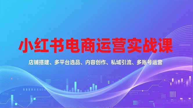 小红书电商运营实战课，店铺搭建、多平台选品、内容创作、私域引流、多账号运营等玩法-好运多多