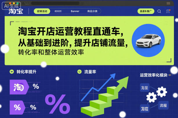 淘宝开店运营教程直通车，从基础到进阶，提升店铺流量，转化率和整体运营效率(更新11月)-好运多多
