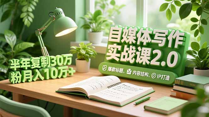 自媒体写作实战课2.0，爆款标题、内容结构、IP打造，半年复制30万粉月入10万+-好运多多