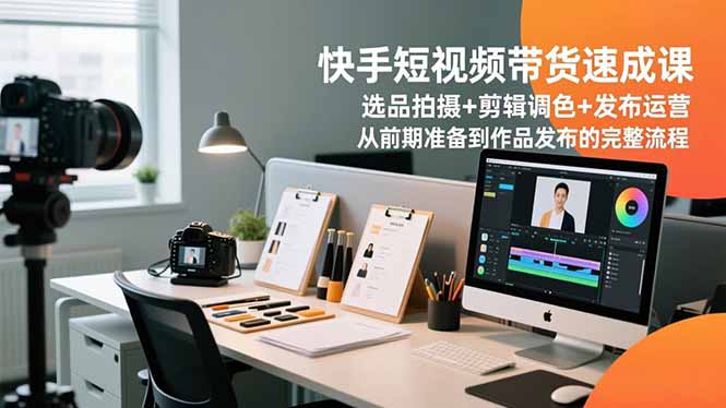 快手短视频带货速成课，选品拍摄+剪辑调色+发布运营，从前期准备到作品发布的完整流程-好运多多