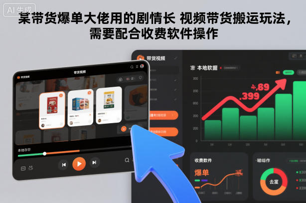 某带货爆单大佬用的剧情长视频带货搬运玩法，需要配合收费软件操作-好运多多