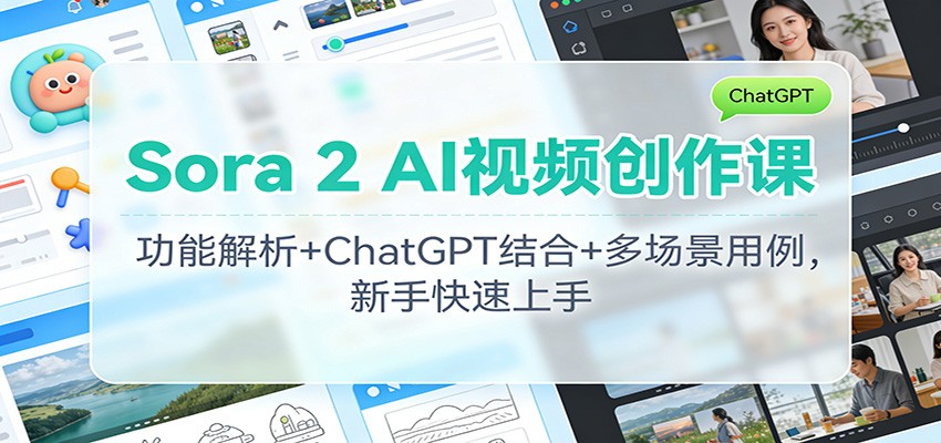 Sora 2 AI视频创作课：功能解析+ChatGPT结合+多场景用例，新手快速上手-好运多多