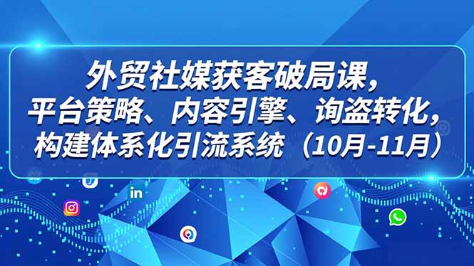 外贸 社媒获客破局课，平台策略、内容引擎、询盘转化，构建体系化引流系统(10月-11月-好运多多