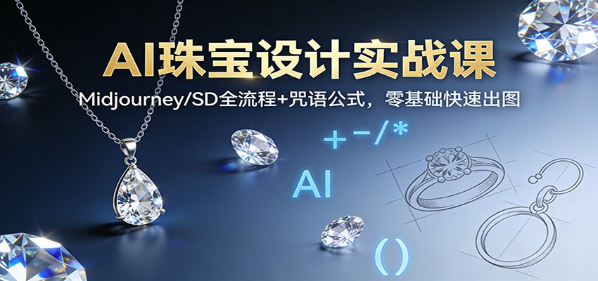 AI珠宝设计实战课：Midjourney/SD全流程+咒语公式，零基础快速出图-好运多多