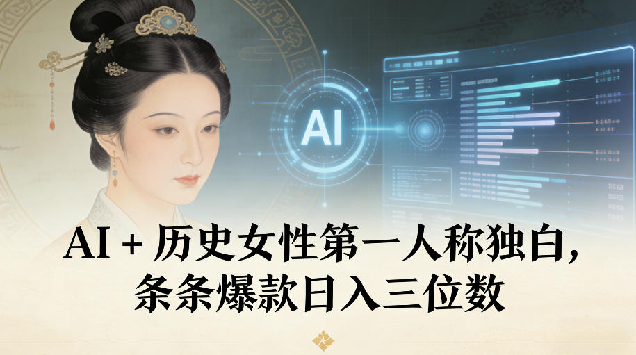 AI+历史女性第一人称独白，条条爆款日入三位数-好运多多