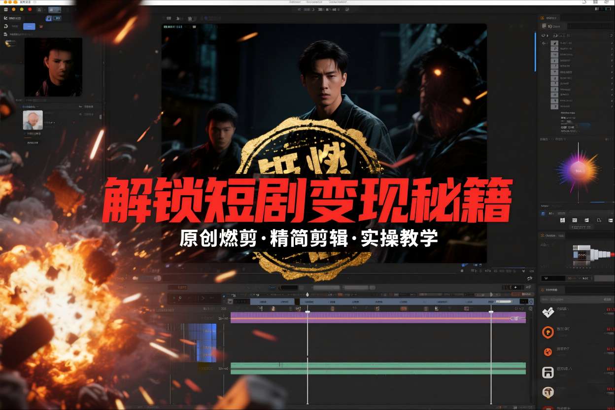 短剧拉新之原创燃剪精简剪辑实操课，解锁短剧变现秘籍-好运多多