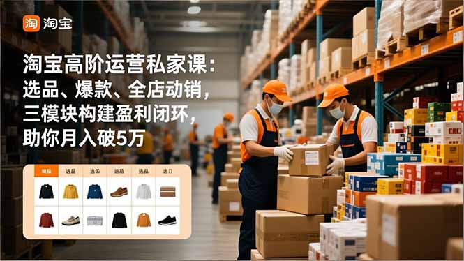 淘宝高阶运营私家课：选品、爆款、全店动销，三模块构建盈利闭环，助你月入破5万(更新12月-好运多多