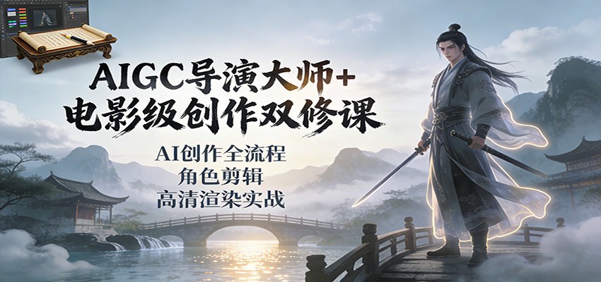 AIGC导演大师+电影级创作双修课：AI创作全流程、角色剪辑、高清渲染实战-好运多多