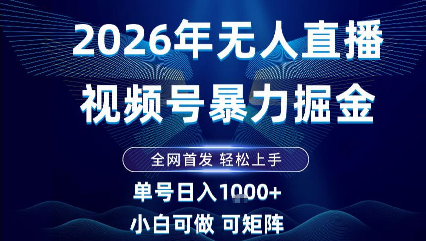 2026最新视频号无人直播掘金，全网首发，小白可以玩，长期稳定日入1k+【揭秘】-好运多多