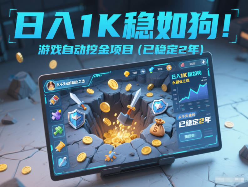 日入1K稳如狗！游戏自动挖金项目(已稳定2年)，永不失业的副业之选【揭秘】-好运多多