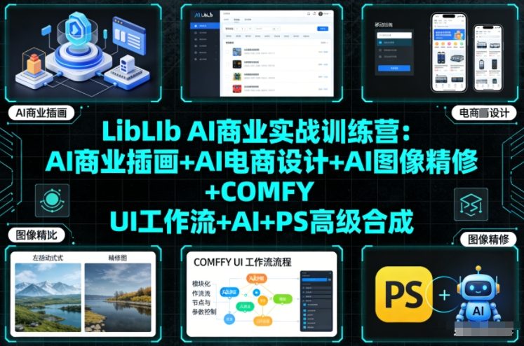LibLIb AI商业实战训练营：AI商业插画+AI电商设计+AI图像精修+COMFY UI工作流+AI+PS高级合成-好运多多