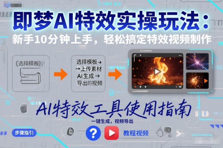 即梦AI特效实操玩法：新手10分钟上手，轻松搞定特效视频制作-好运多多