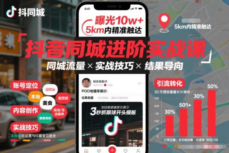 抖音同城进阶实战课，助你同城流量拿到结果-好运多多