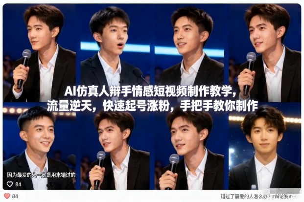 AI仿真人辩手情感短视频制作教学，流量逆天，快速起号涨粉，手把手教你制作-好运多多