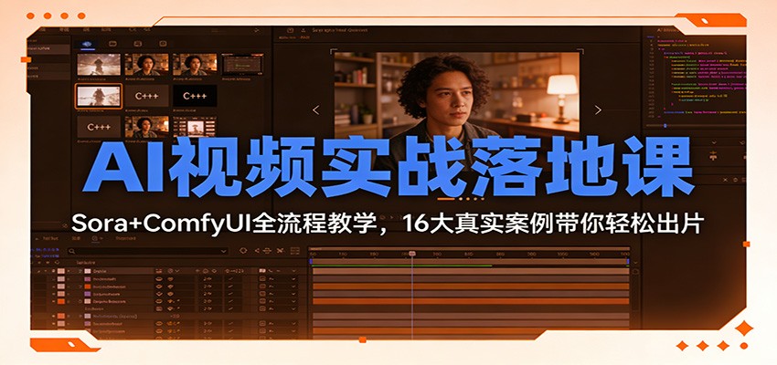AI视频实战落地课：Sora+ComfyUI全流程教学，16大真实案例带你轻松出片-好运多多