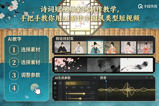古诗词短视频案例制作教学，手把手教你用AI制作中国风类型短视频-好运多多