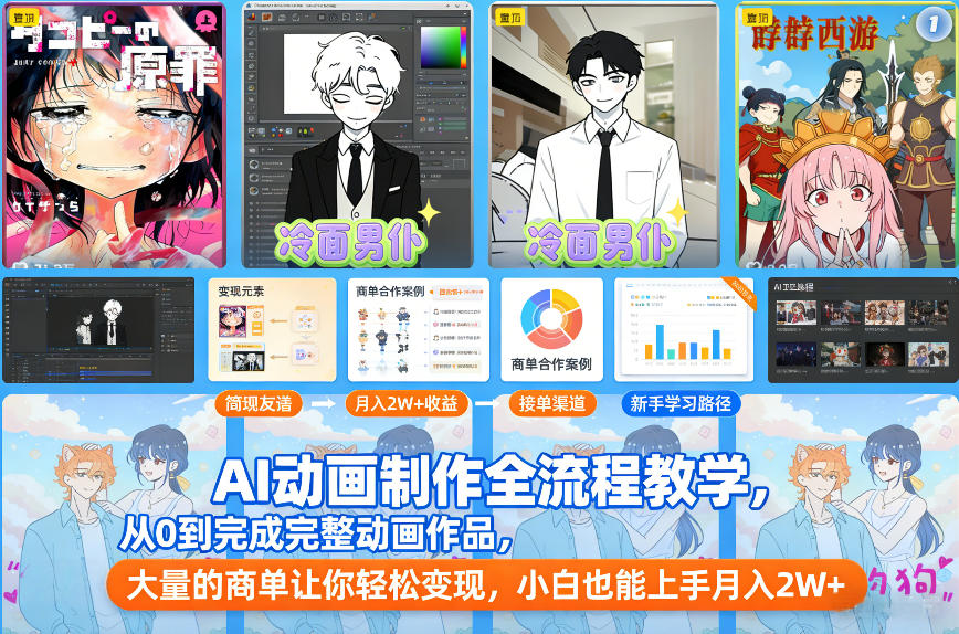 AI动画制作全流程教学，从0到完成完整动画作品，大量的商单让你轻松变现，小白也能上手月入2W+-好运多多