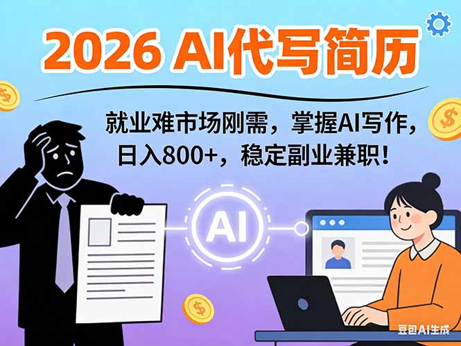 AI代写简历，超暴利，用万能模板月入1-3万实战教程，2026年市场刚需！-好运多多