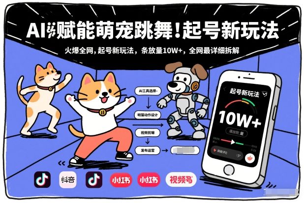 AI赋能萌宠跳舞,火爆全网,起号新玩法,条条播放量10W+,全网最详细拆解-好运多多