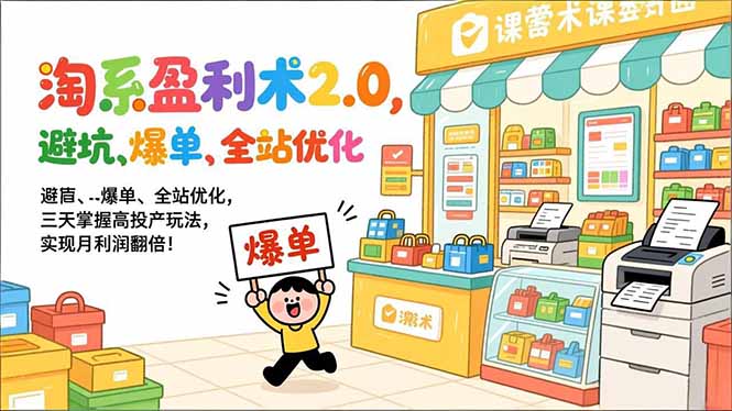 淘系盈利术2.0，避坑、爆单、全站优化，三天掌握高投产玩法，实现月利润翻倍！-好运多多