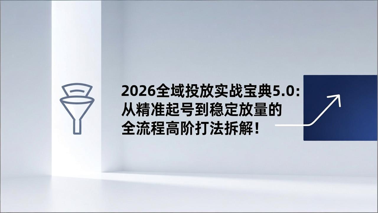 2026全域投放实战宝典5.0：从精准起号到稳定放量的全流程高阶打法拆解！-好运多多