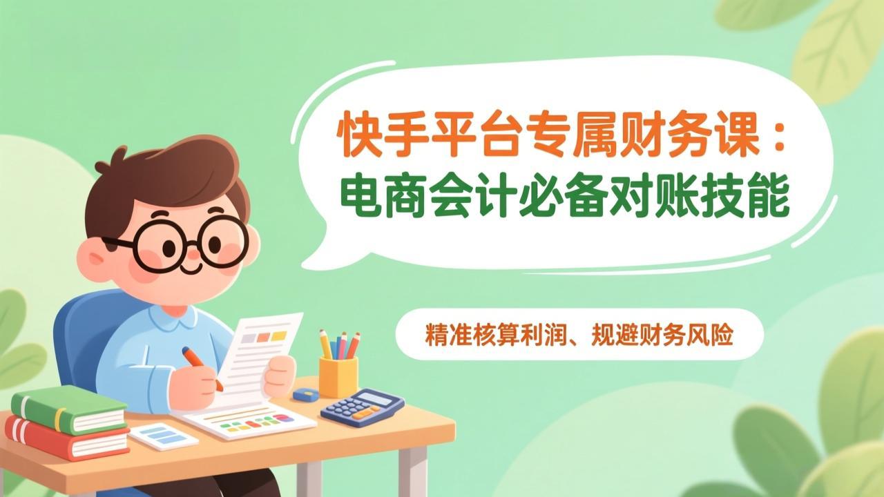 快手平台专属财务课：电商会计必备对账技能，精准核算利润、规避财务风险-好运多多