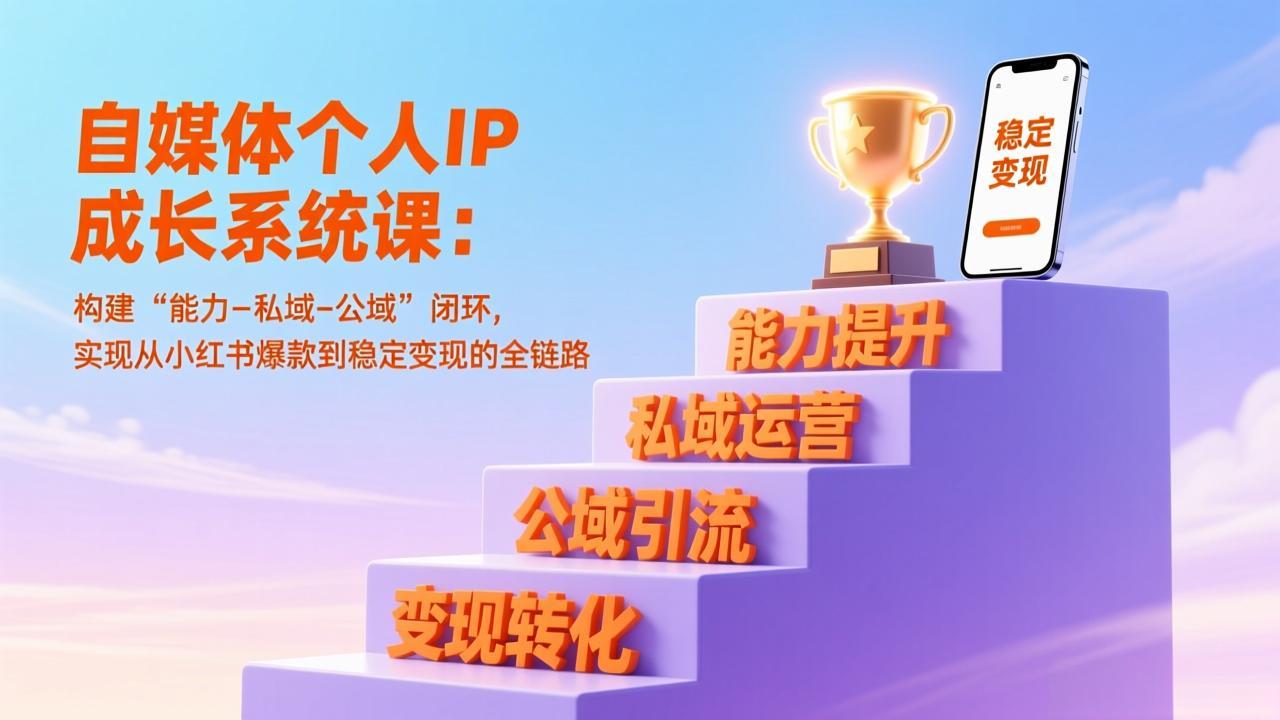 自媒体个人IP成长系统课：构建“能力-私域-公域”闭环，实现从小红书爆款到稳定变现的全链路-好运多多