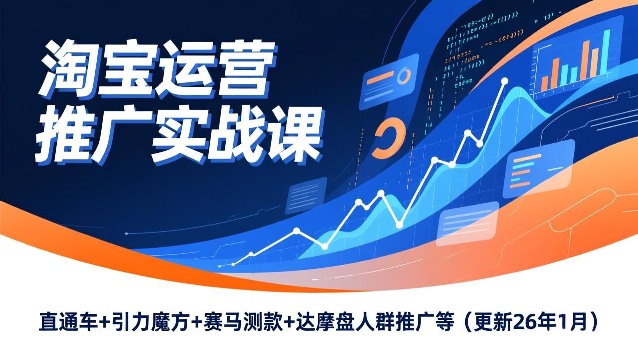 淘宝运营推广实战课，直通车+引力魔方+赛马测款+达摩盘人群推广等(更新26年1月-好运多多