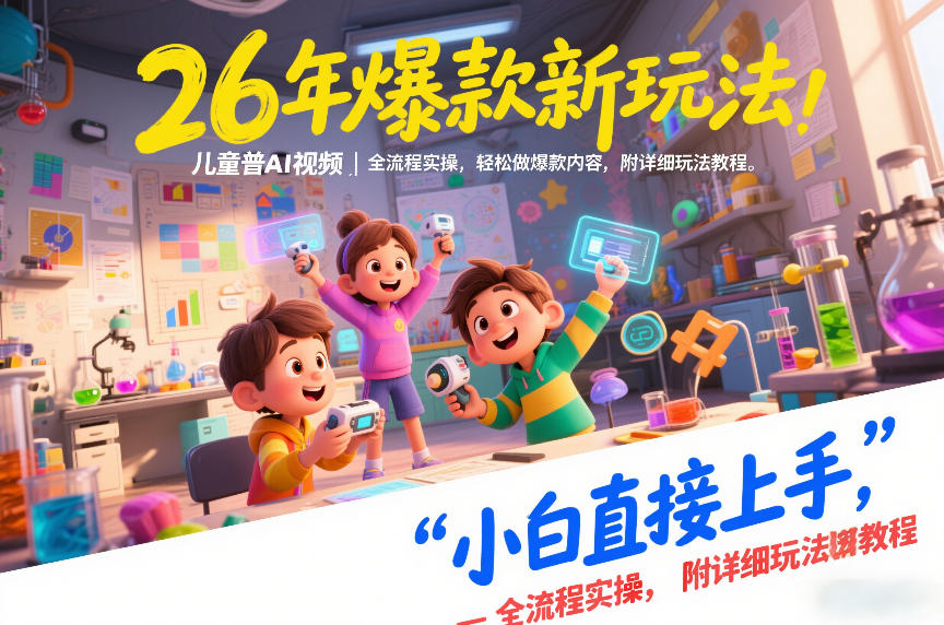 26年爆款新玩法，儿童科普AI视频，全流程实操，轻松做爆款内容，小白直接上手，附详细玩法教程-好运多多