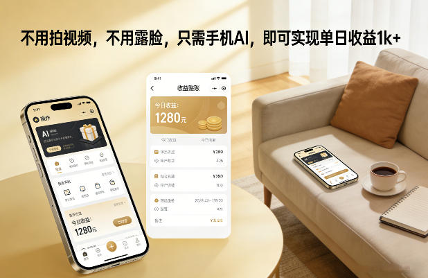 不用拍视频，不用露脸，只需手机AI，即可实现单日收益1k+【揭秘】-好运多多