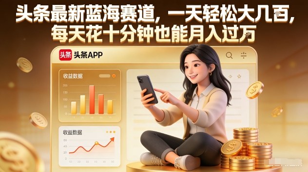 头条最新蓝海赛道，一天轻松大几张，每天花十分钟也能月入过1W【揭秘】-好运多多