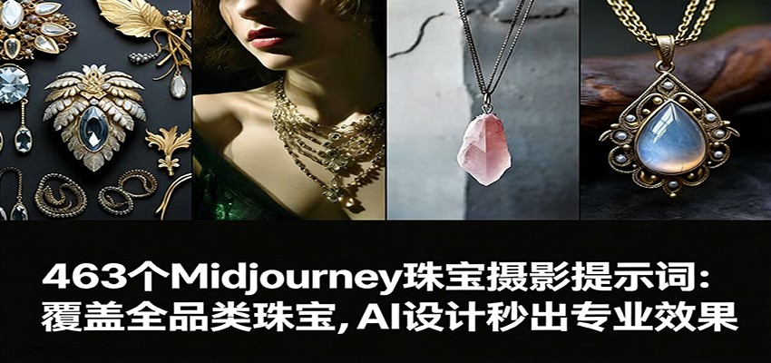 463个Midjourney珠宝摄影提示词：覆盖全品类珠宝，AI设计秒出专业效果-好运多多
