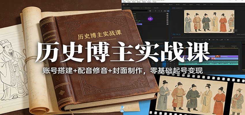 历史博主实战课：账号搭建+配音修音+封面制作，零基础起号变现-好运多多