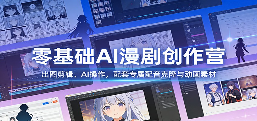 零基础AI漫剧创作营：出图剪辑、AI操作，配套专属配音克隆与动画素材-好运多多