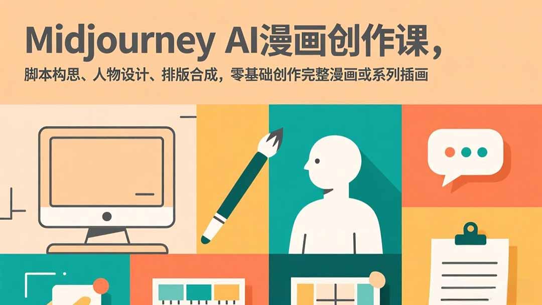 Midjourney AI漫画创作课，脚本构思、人物设计、排版合成，零基础创作完整漫画或系列插画-好运多多