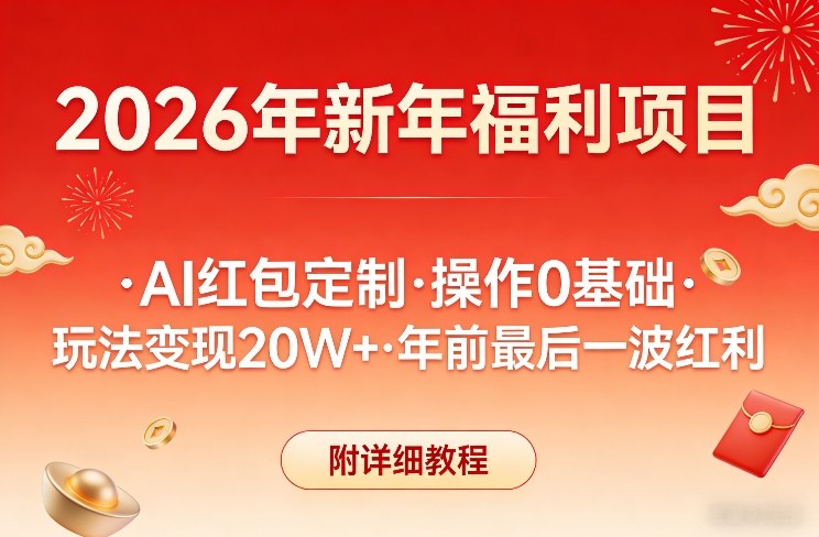 新年福利项目，AI红包定制，操作0基础，玩法变现20W+年前最后一波红利，附详细教程-好运多多