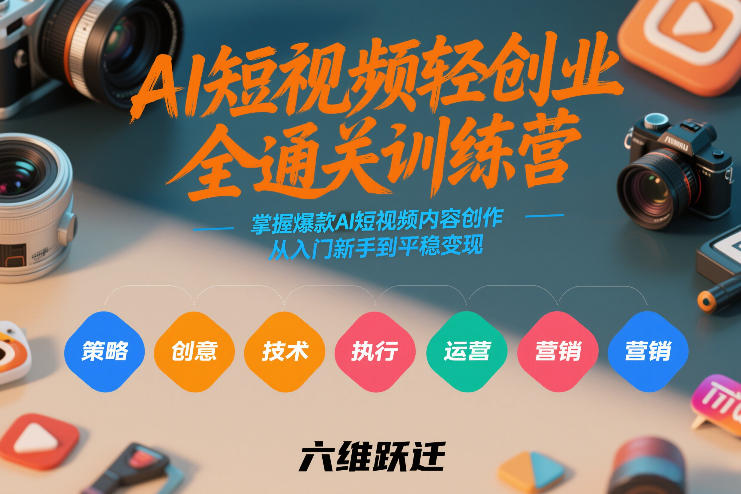 AI短视频轻创业全通关训练营，掌握爆款AI短视频内容创作，从入门新手到平稳变现的六维跃迁-好运多多
