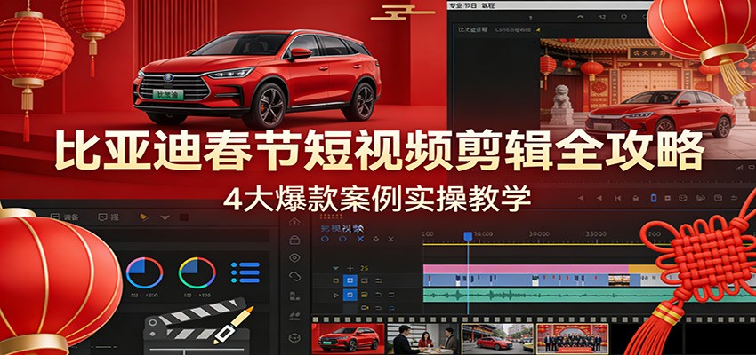 比亚迪春节短视频剪辑全攻略，4大爆款案例实操教学-好运多多