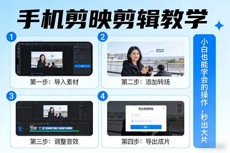 手机剪映剪辑教学，小白也能学会的操作，秒出大片-好运多多