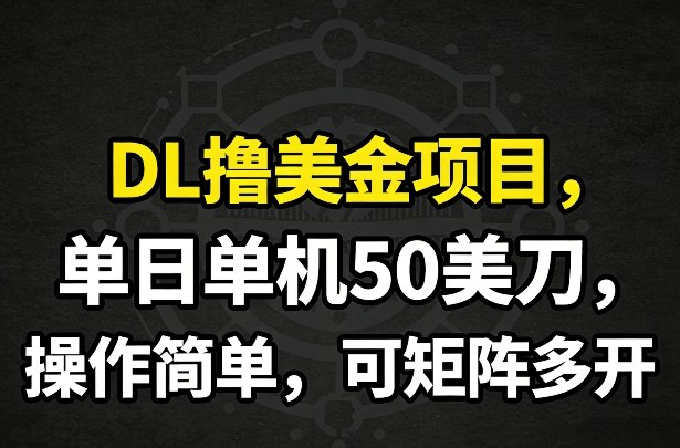 DL撸美金项目，单日单机50美刀，操作简单，可矩阵多开-好运多多
