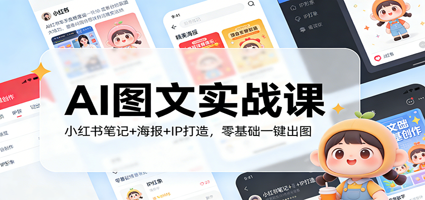 AI图文实战课：小红书笔记+海报+IP打造，零基础一键出图-好运多多