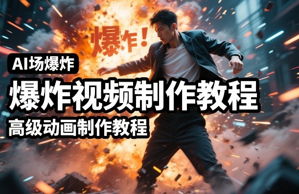 AI场景爆炸视频制作教程，利用人物实拍视频制作出高级的动画特效-好运多多
