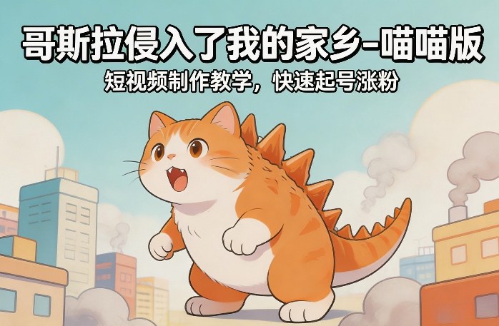 哥斯拉侵入了我的家乡–喵喵版短视频制作教学,快速起号涨粉-好运多多