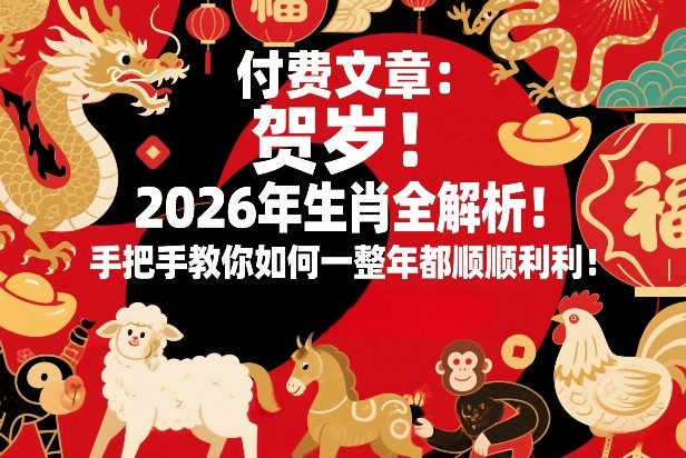 付费文章:贺岁!2026年生肖全解析!手把手教你如何一整年都顺顺利利!-好运多多