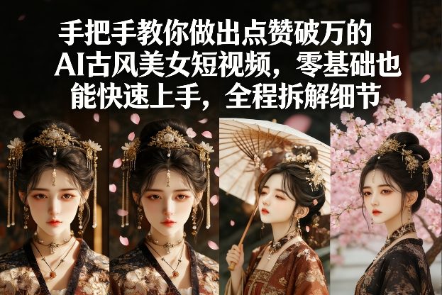 手把手教你做出点赞破万的AI古风美女短视频，零基础也能快速上手，全程拆解细节-好运多多