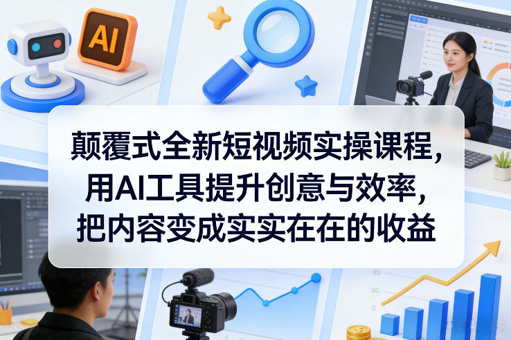 颠覆式全新短视频实操课程，用AI工具提升创意与效率，把内容变成实实在在的收益-好运多多