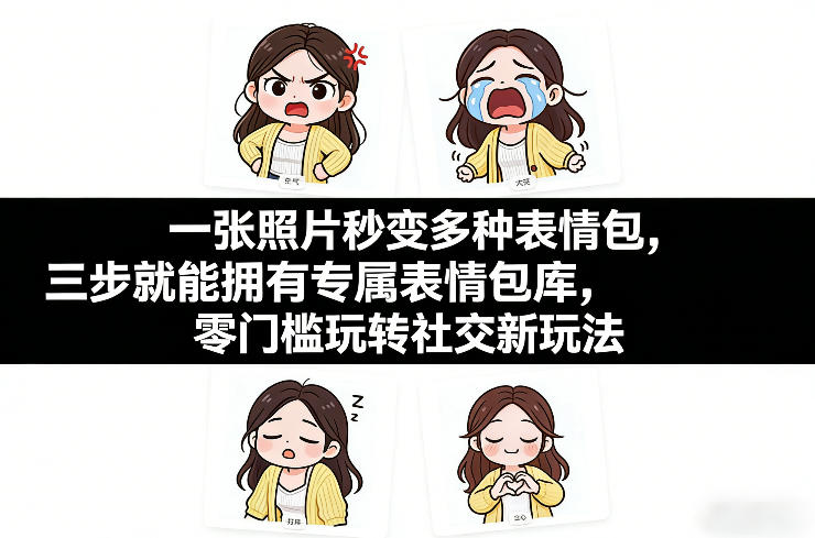 一张照片秒变多种表情包，三步就能拥有专属表情包库，零门槛玩转社交新玩法【文档】-好运多多