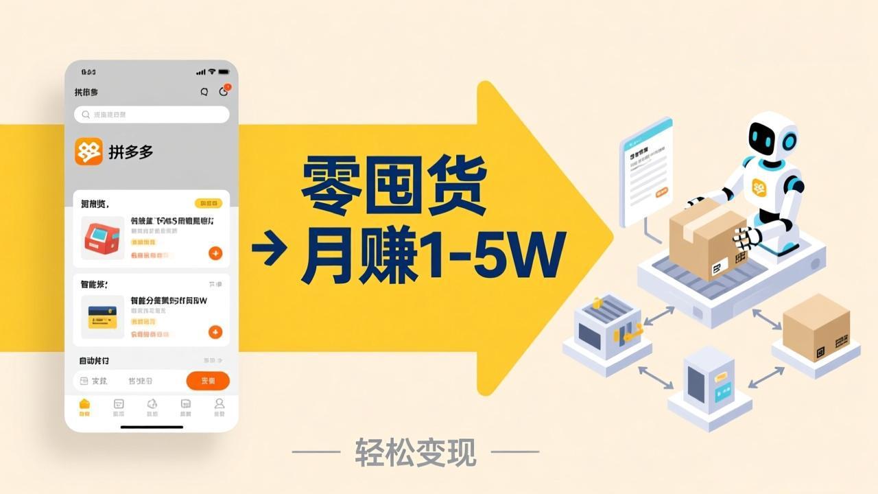 不用囤货不用跑单！拼多多虚拟玩法，机器人管理发货和客服，帮你月赚 1-5W-好运多多