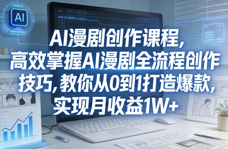 某社群AI漫剧创作课程，高效掌握AI漫剧全流程创作技巧，教你从0到1打造爆款，实现月收益1W+-好运多多