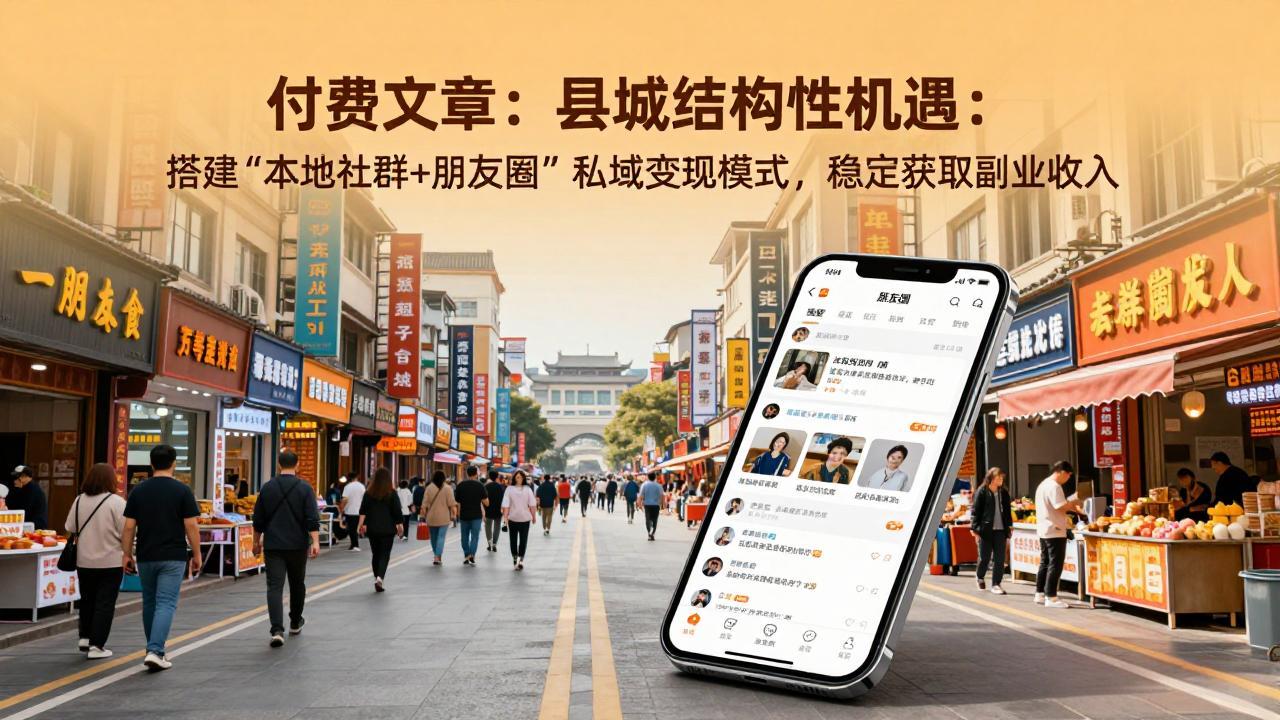 付费文章：县城结构性机遇：搭建“本地社群+朋友圈”私域变现模式，稳定获取副业收入-好运多多